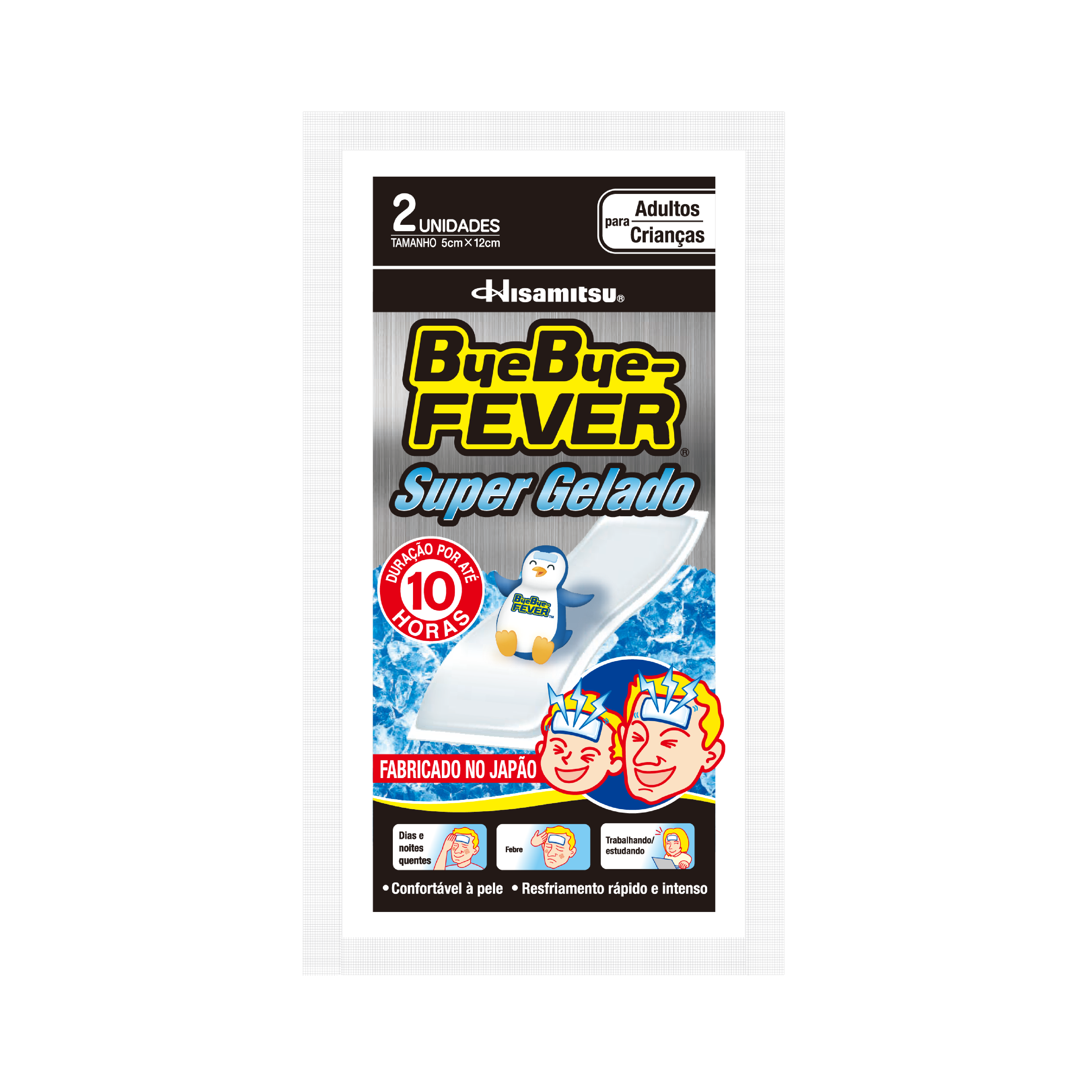 Adesivo Para Alívio Da Febre Hisamitsu Bye Bye Fever Super Gelado 2 Unidades 5cm X 12cm